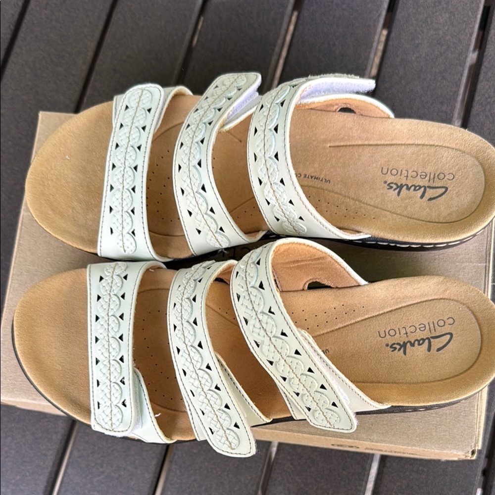 Clarks Women's White Strappy Sandals